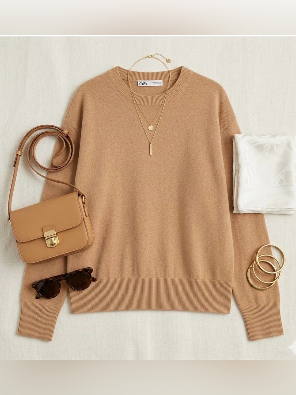 Zara Extra-soft 100% Wool Jumper Sweater Taupe Brown Minimalist Neutral Basic M